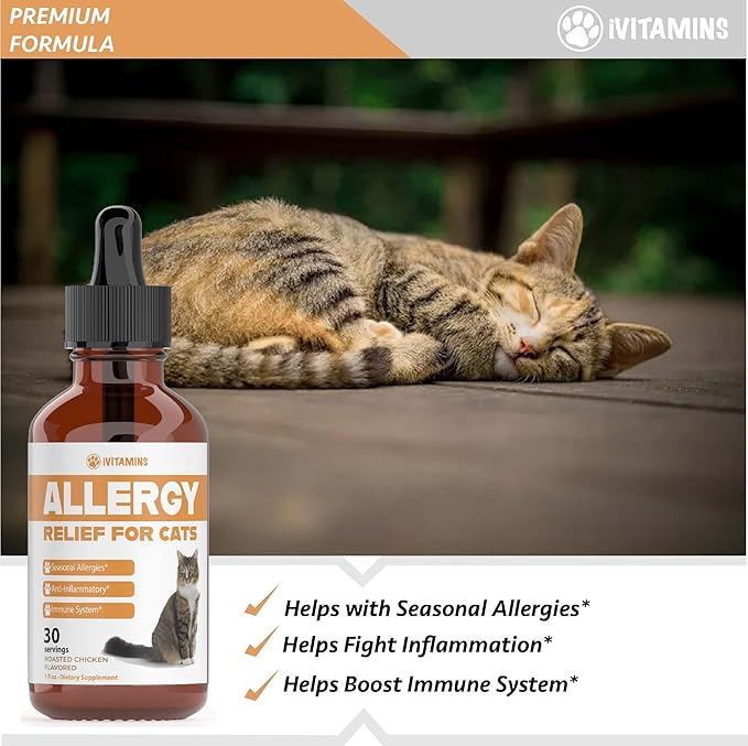 Allergy Relief for Cats | Helps to Naturally Support Allergy & Itch Relief for Cats | Cat Allergy | Cat Itch Relief | Cat Itchy Skin Relief | Cat Allergy Relief for Cats | Cat Supplements & Vitamins-PawvioPets