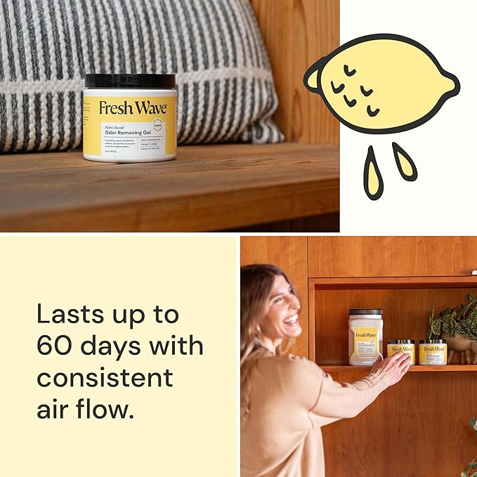 Fresh Wave Lemon Odor Removing Gel, 15 oz. | Odor Absorbers for Home | Safer Odor Relief | Natural Plant-Based Odor Eliminator | Every 15 oz. lasts 30-60 Days | For Cooking, Trash & Pets-PawvioPets