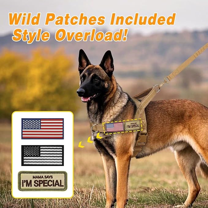 Forestpaw No Pull Dog Harness - Soft Flannel Padded Tactical Dog Vest Harness with Quick Release Buckle, Adjustable Reflective Pet Harness for Medium Large Dogs Walking Training,Brown L-PawvioPets