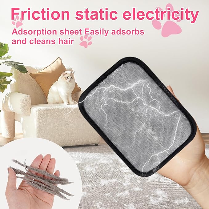 2PCS Flea Comb for Cats and Dogs with Pet Hair Remover Glove, Self Cleaning Pet Flea Cat Grooming Brush with Release Button for Massaging and Cleaning Shedding Pets Hairs-PawvioPets