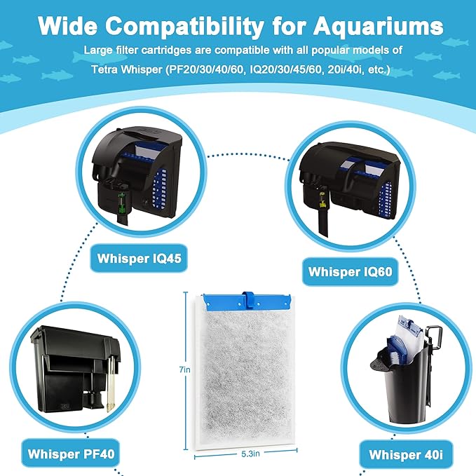 12 Pack Large Replacement Filter Cartridges Compatible with Tetra Whisper Bio-Bag Filters Large Aquarium Filter Cartridges for Whisper 20i/40i IQ20/30/45/60 PF20/30/40/60 Power Filters-PawvioPets