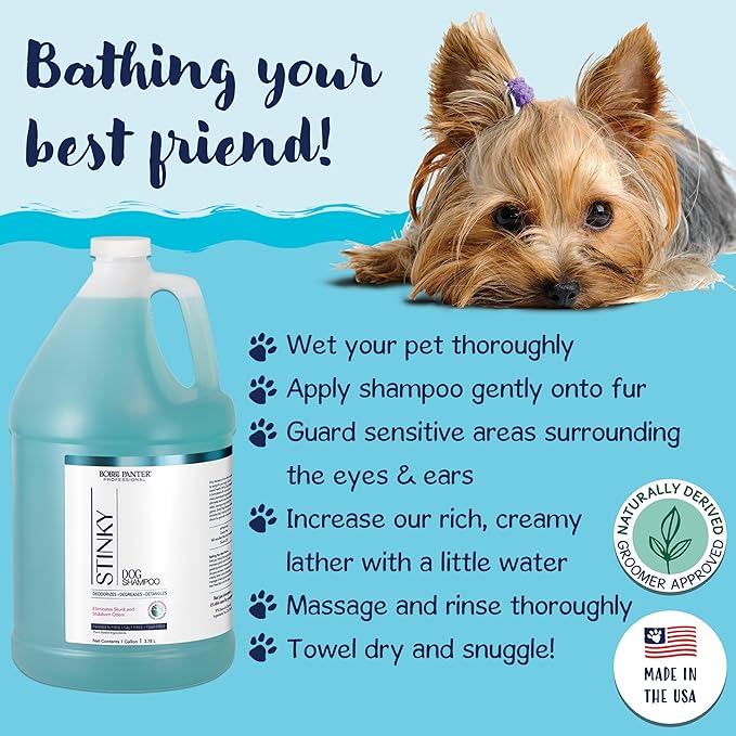 Bobbi Panter Dog Shampoo - Made in USA - All Natural Formula for Deep Nourishing and Cleasing - Concentrated 20:1 for Professional Groomers - Light Chamomile Scent, 1 Gallon-PawvioPets