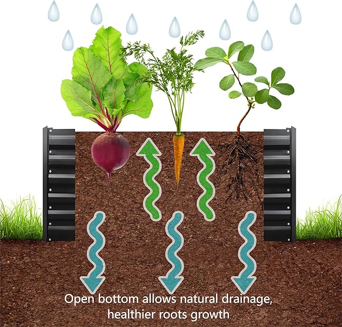 8x2x2FT Metal Raised Garden Bed Kit, Galvanized Outdoor Garden Bed Planter Box for Vegetables, Flowers, Herbs, Succulents and More, Black-PawvioPets