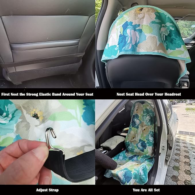 Car Seat Cover Protector Front Seats,for Gym Workout,Running,Swimming,Beach and Hiking,Waterproof Sweat Towel Bucket Seat Covers for Cars SUV Trucks (Chrysanthemum, 1Pcs)-PawvioPets