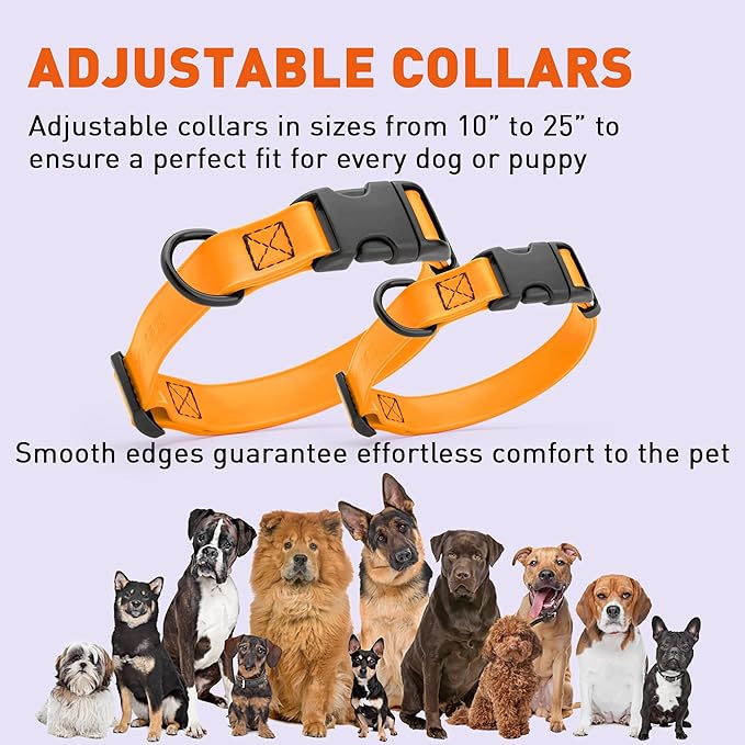 Dogline Biothane Waterproof Dog Collar with Quick Release Buckle Strong Coated Nylon Webbing with Odor- Proof for Easy Care Easy to Clean Fits Small Medium Large Dogs, Tangerine Orange 3/4" W 12-19" L-PawvioPets