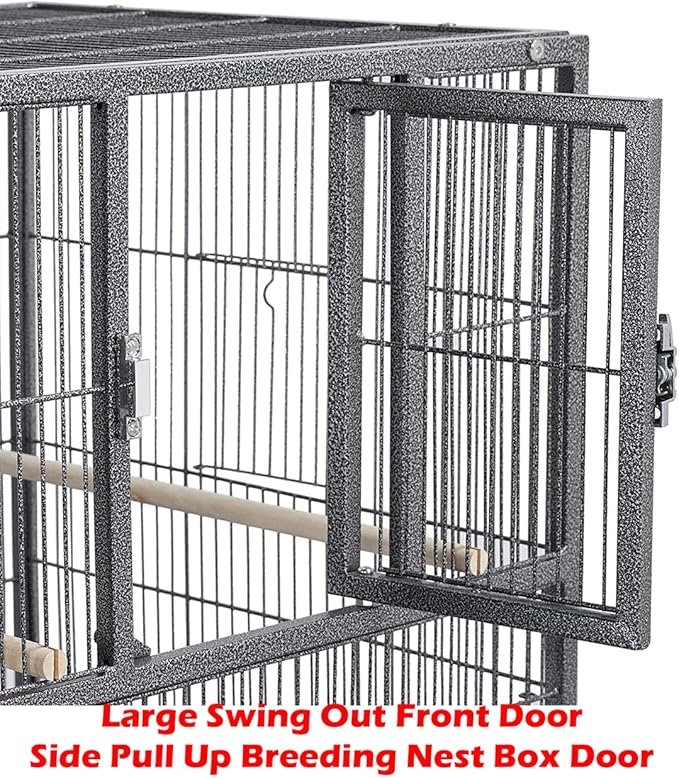 Combo Breeding Stacker Center Divided Breeder Bird Flight Double Rolling Cage with Side Breeding Nest Door (Black Vein, Triple Stack)-PawvioPets