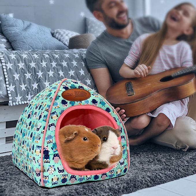 BWOGUE Guinea Pig House Bed Cozy Hamster Cave Large Hideout for Dwarf Rabbits Hedgehog Bearded Dragon Winter Nest Hamster Cage Accessories-PawvioPets