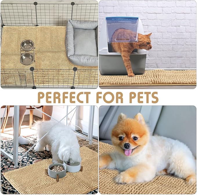 Amylove 4 Pcs Guinea Pig Cage Liner Guinea Pig Bedding Washable Fleece Pee Pads Reusable Small Animals Training Mat Small Animal Sleeping Bed for Bunny Hamster (Beige,16 x 24 Inch)-PawvioPets