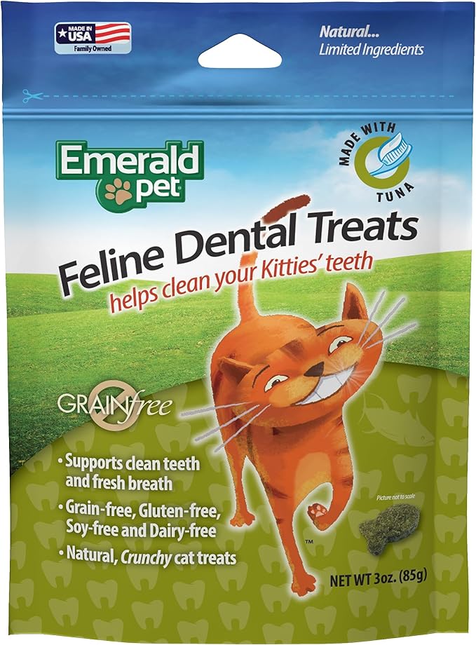 Feline Dental Treats — Tasty and Crunchy Cat Dental Treats Grain Free — Natural Dental Treats to Clean Cat Teeth, Freshen Cat Breath, and Reduce Plaque and Tartar Buildup — Tuna Treats, 3 oz-PawvioPets