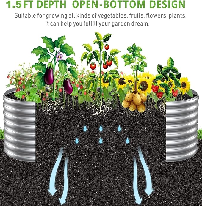 BTDVR 2 PCS 9 in 1 Tall 8×2×1.5ft Galvanized Raised Garden Bed Outdoor, Metal Raised Beds for Vegetables, Above Ground Garden Box for Flower, Steel Garden Bed for Gardening-PawvioPets