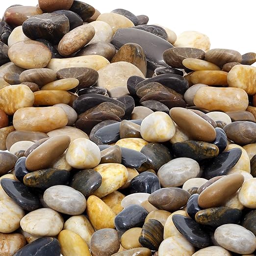 45LB 1"-2" Decorative River Rocks for Plants, Polished Pebbles for Garden Landscaping, Planters,Aquarium,Vase Fillers, Indoor & Outdoor Decor-PawvioPets