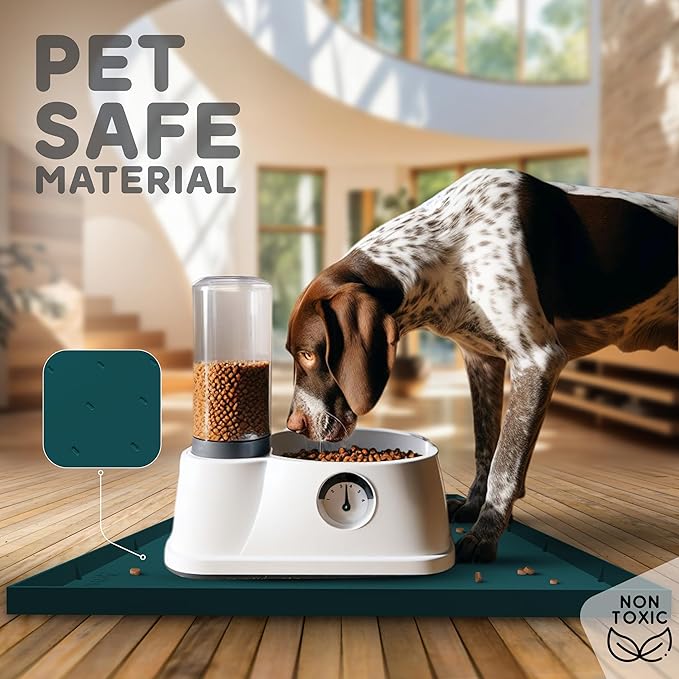 32x24x1” XL Dog Food Mat - All Purpose Under Sink Liner, Washer and Dryer Covers for The Top, Silicone Griddle Mat for Blackstone - Raised Edges Dog Mat for Food and Water Prevent Spill, Waterproof-PawvioPets