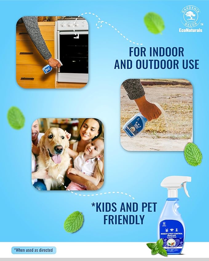 All Natural Bug Spray for Home - Non-Toxic Peppermint Oil Insect and Pest Control Kit - 8 oz Ready-to-Use Bug Spray - Indoor and Outdoor Protection- Ant Spray - Spider Repellent Indoor-PawvioPets