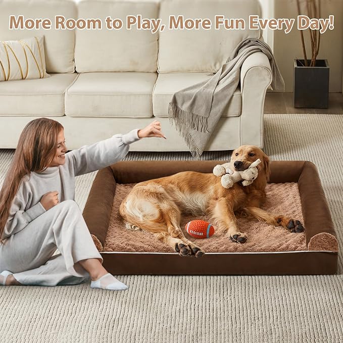BFPETHOME Dog Beds for Large Dogs, Orthopedic Dog Bed for Medium Large Dogs,Big Waterproof Couch Pet Bed with Removable Washable Cover-PawvioPets