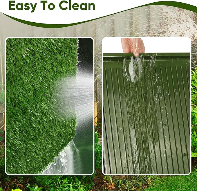Dog Grass Pad with Tray: 3 Pack Grass Pee Pads for Dogs Potty for Puppy Training, Artificial Turf for Dogs with Collection Tray for Indoor /Outdoor /Patio /Balcony, 22"x18" Green-PawvioPets