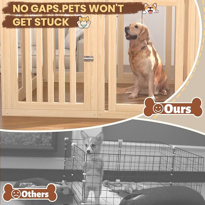8 Panels Dog Playpen with Door, 23.6" H Pet Playpen Indoor, Clear Acrylic Puppy Playpens, Wooden Puppy Fence with Gate, Transparent Dog Pens, Pet Pen Indoor for Dogs, Cats, Rabbit, Small and Medium-PawvioPets