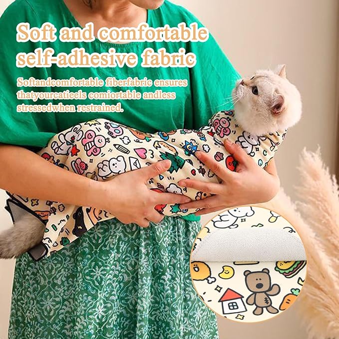 27.6x27.6 Cat Wrap for Cutting Nails, Cat Grooming Wrap with Pet Hair Removal Glove, Cats Restraint for Nail Clipping Ear Cleaning Teeth Brushing-PawvioPets