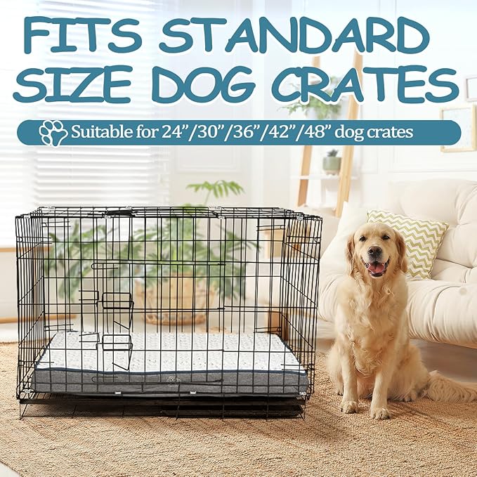 EMPSIGN Reversible Cool and Warm Dog Bed for Crate Pad, Pet Beds with Washable and Removable Cover, Dogs Crate Beds Sleeping Mats, Beds for Dog Crate for Large Medium Small Dogs, Grey-PawvioPets