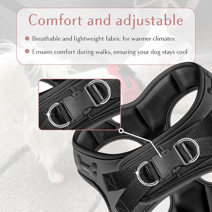 Comfort fit Step-in Dog & Puppy Harness - Comfortable All Weather Dog Vest Harness: Adjustable, Soft Padded, Easy to Put-on for Small, Medium-Sized Dogs.-PawvioPets