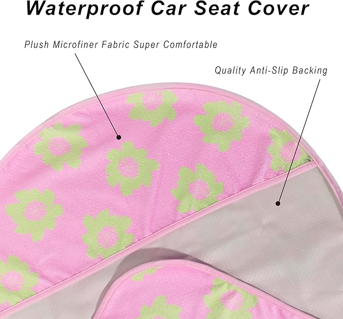 Car Seat Cover Protector Front Seats,for Gym Workout,Running,Swimming,Beach and Hiking,Waterproof Sweat Towel Bucket Seat Covers for Cars SUV Trucks (Flower and Pink, 1Pcs)-PawvioPets