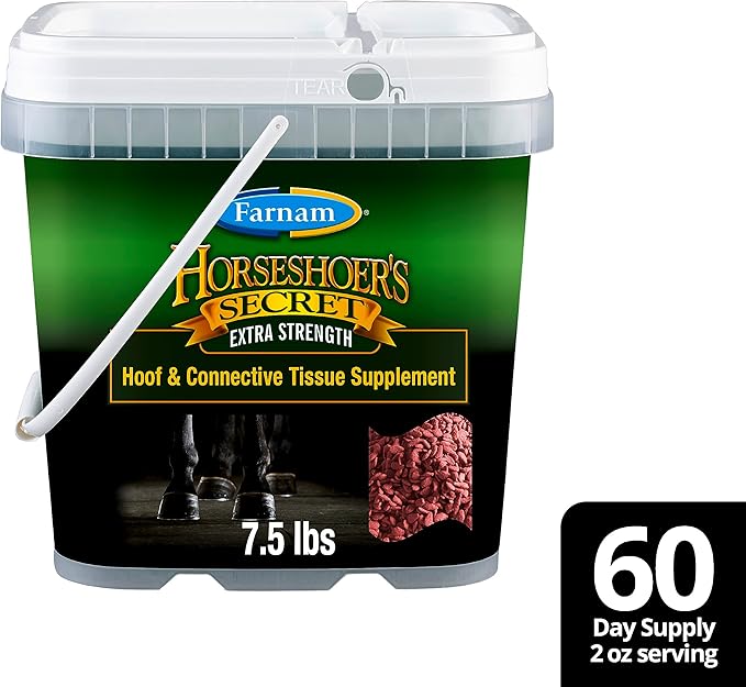 Farnam Horseshoer's Secret Extra Strength Hoof Supplements & Connective Tissue Supplement, Promotes Strong, Healthy Hooves, Tendon & ligaments, 7.5 lbs, 60 Day Supply-PawvioPets