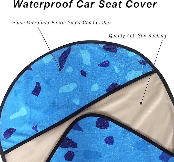 Car Seat Cover Protector Front Seats,for Gym Workout,Running,Swimming,Beach and Hiking,Waterproof Sweat Towel Bucket Seat Covers for Cars SUV Trucks (Blue Marbling, 2Pcs)-PawvioPets