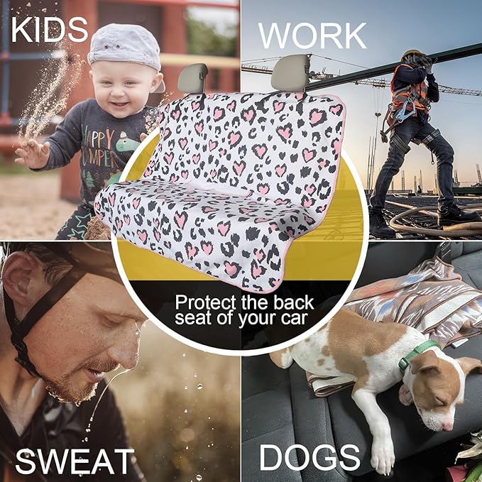 Back Seat Cover for Car Trucks Van SUV,Waterproof Rear Bench Towel Seat Covers for Dogs and Kids,Automotive Backseat Protector (Leopard Print)-PawvioPets