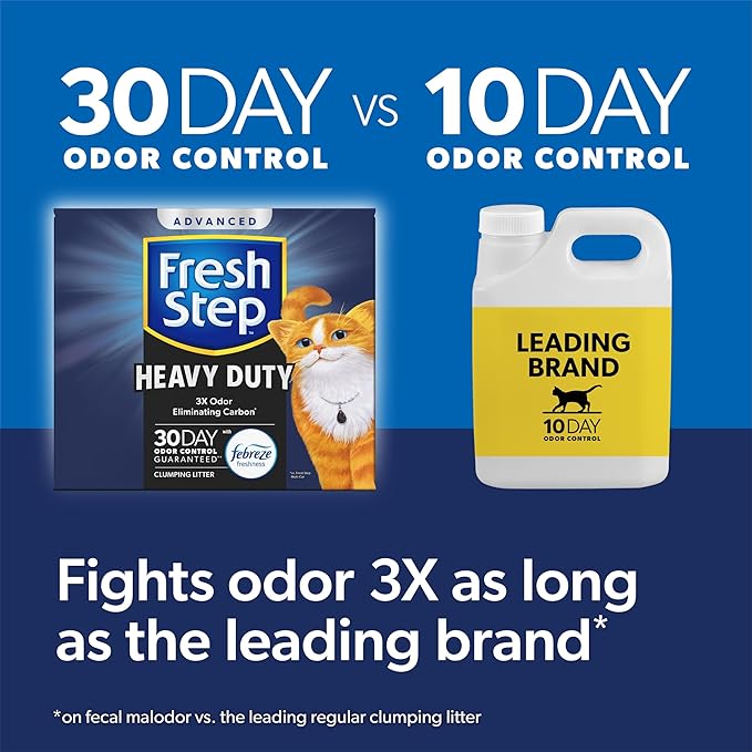 Fresh Step Clumping Cat Litter, Heavy Duty Advanced, Long Lasting 30-Day Odor Control with Odor Eliminating Carbon, 17.5 lb-PawvioPets