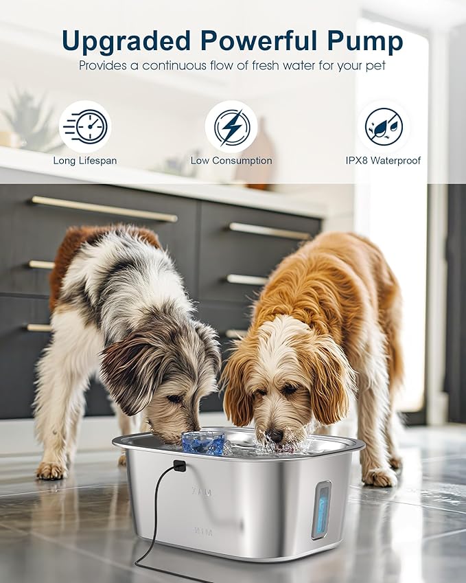 Dog Water Fountain Pump Replacement for D2341, D2419, D2223, D2322 Models, Pet Water Fountain Replacement Pump for PETNF Stainless Steel Large Dog Fountain for Large Dogs, Long Lifespan, Ultra Quiet-PawvioPets