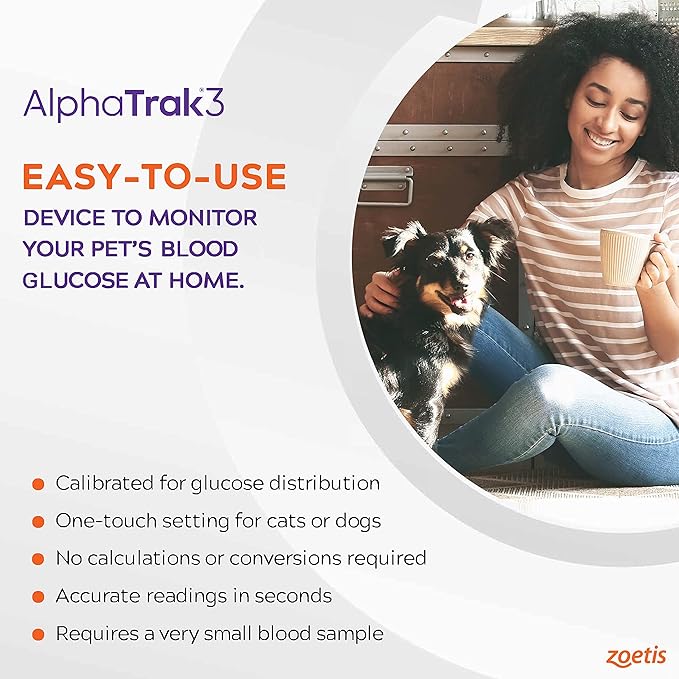 AlphaTrak 3, 8 Piece Pet Blood Glucose Monitoring Kit for Diabetic Cats, Dogs, and Horses All-in-One Solution for in-Clinic Or at Home, with Digital Results-PawvioPets