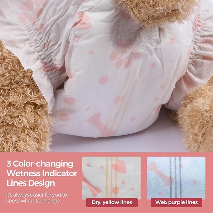 Disposable Female Dog Diapers, 40 Count, L (Waist 26.8”-29.5”), Wetness Indicator, Ultra Protection, Leak Proof, Super Absorbent, Soft-PawvioPets