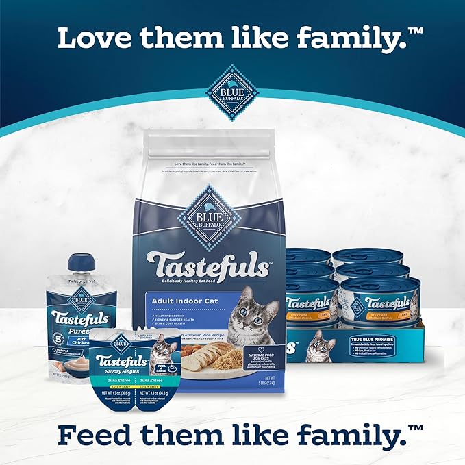 Blue Buffalo Tastefuls Natural Dry Food for Adult Indoor Cats, Chicken & Brown Rice Recipe, 15-lb. Bag-PawvioPets
