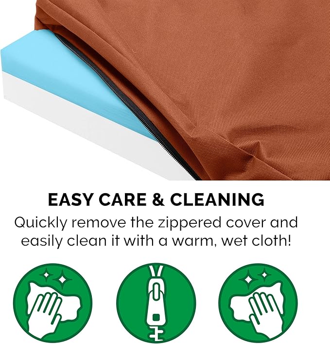 Furhaven Water-Resistant Cooling Gel Dog Bed for Medium/Small Dogs w/ Removable Washable Cover, For Dogs Up to 35 lbs - Indoor/Outdoor Logo Print Oxford Polycanvas Mattress - Chestnut, Medium-PawvioPets