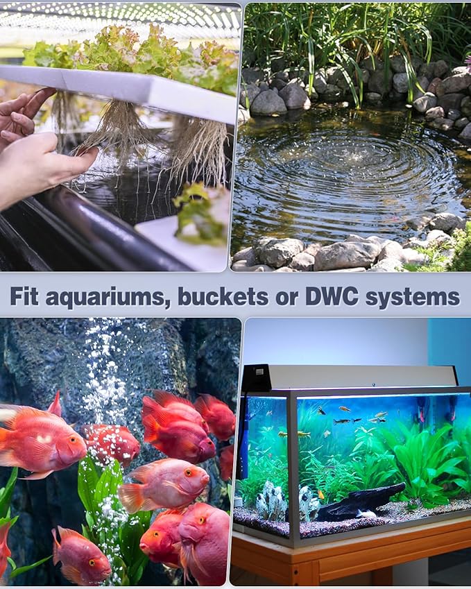 Pawfly Aquarium Air Pump Oxygen Pump for 10-200 Gallon Fish Tanks Buckets Dual Outlet Adjustable Ultra Quiet Aerator Pump with Accessories-PawvioPets