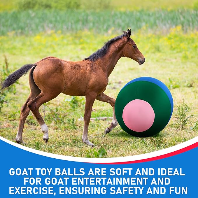 40inch Giant Herding Ball with Ball Cover Anti Burst Please Watch VCR for How to Inflation Horse Toys for Horses Stall Entertainment Play, Pump Included (Mixed Color,Classic)-PawvioPets