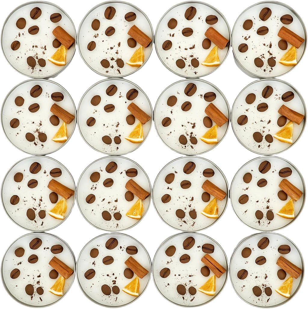 Coffee Scented Soy Wax Candle Favors with Hand-Placed Orange and Cinnamon Stick - Handmade Gift Set for Wedding Guest - Bridal Shower Baby Shower Birthday (20 Pieces)