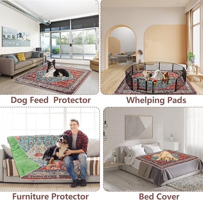 Extra Large Washable Pee Pads for Dogs (72"x72"), Upgrade Reusable Puppy Pads with Non-Slip Rug Pad, Super Thickening Absorbent Leakproof Dog Traning Pads Whelping Pad for Dogs, Doggie-PawvioPets