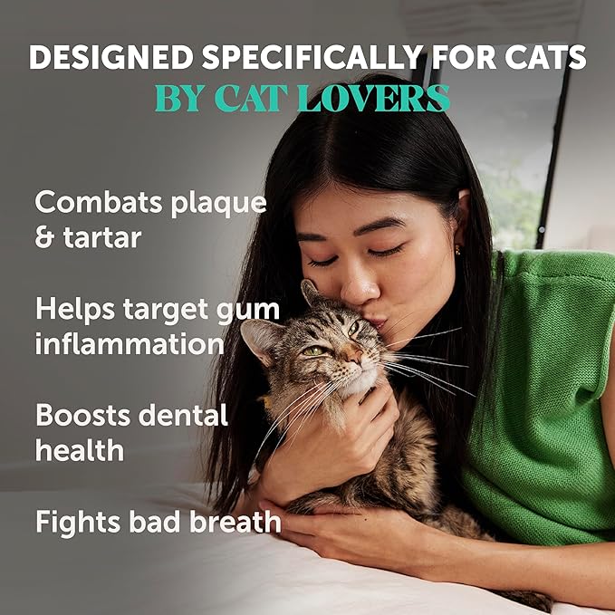 Cat Breath Freshener Dental Powder for Teeth Cleaning Plaque Off, Dental Care for Cats, Tartar Remover for Teeth with Natural Herbal Blend (60 Day Supply)-PawvioPets