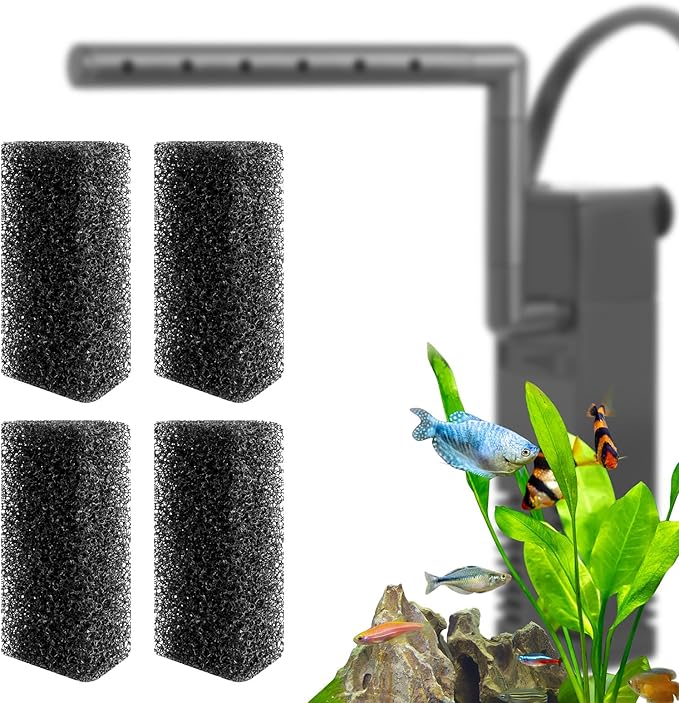 FEDOUR 4PCS Replacement Aquarium Biochemical Sponge for 4W Aquarium Filter, Aquarium Filter Sponges for Replacement (Sponge 4pcs for 4W)-PawvioPets
