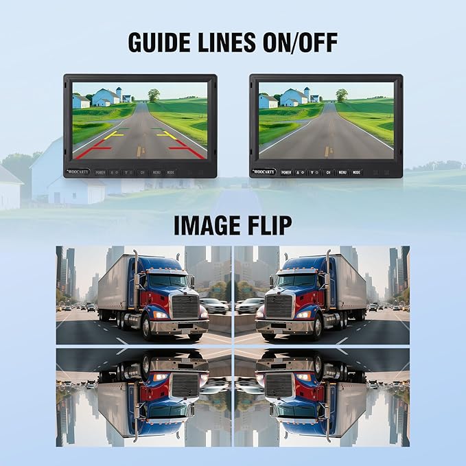 7-inch AHD1080P Wired RV Backup Camera System, IP69k Waterproof IR Night Vision Reversing Camera, Vibration-Proof 20G for Trailer/Tractors/Truck/Excavator/Caravan/Skid Steer/Heavy Equipment-PawvioPets