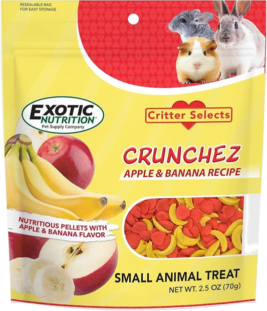Crunchez Apple and Banana - Crunchy Fruit Flavored Treat Bites - Sugar Gliders, Squirrels, Marmosets, Prairie Dogs, Hamsters, Chinchillas, Exotic Birds, Rabbits, Guinea Pigs, Degus, Small Pets-PawvioPets