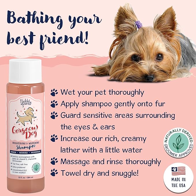 Bobbi Panter Dog Shampoo - Made in USA - All Natural Formula for Whitening All Coats, Enhances Shine & Moiturizes - Concentrated 20:1 for Professional Groomers - Peach Scent, 13 Oz (Case of 12)-PawvioPets