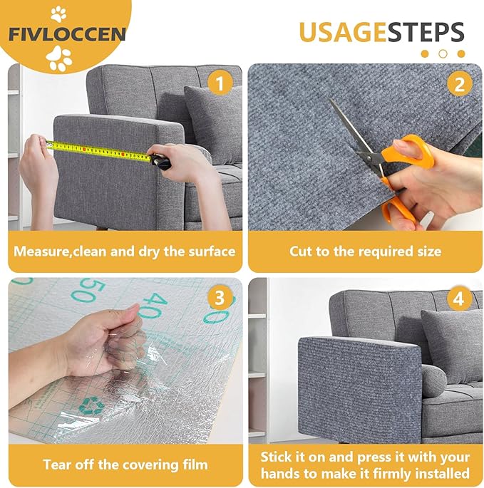 78.7"x15.8"Self-Adhesive Climbing Cat Scratch Protector Pads - Trimmable Furniture Guard for Sofa, Walls & Floors, DIY Cat Tree/Tower/Bed, Replaceable Scratch-Resistant Mats (Light Gray)-PawvioPets