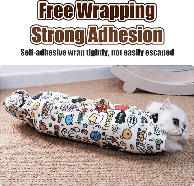 35.5" Cat Grooming Wrap Cat Wrap for Cutting Nails Cat Restraint for Nail Clipping Cat Swaddle Wrap Cat Burrito Wrap XL(Within 22lbs) Anti-Scratch Anti-Escape Multifunctional Pet Tool-PawvioPets