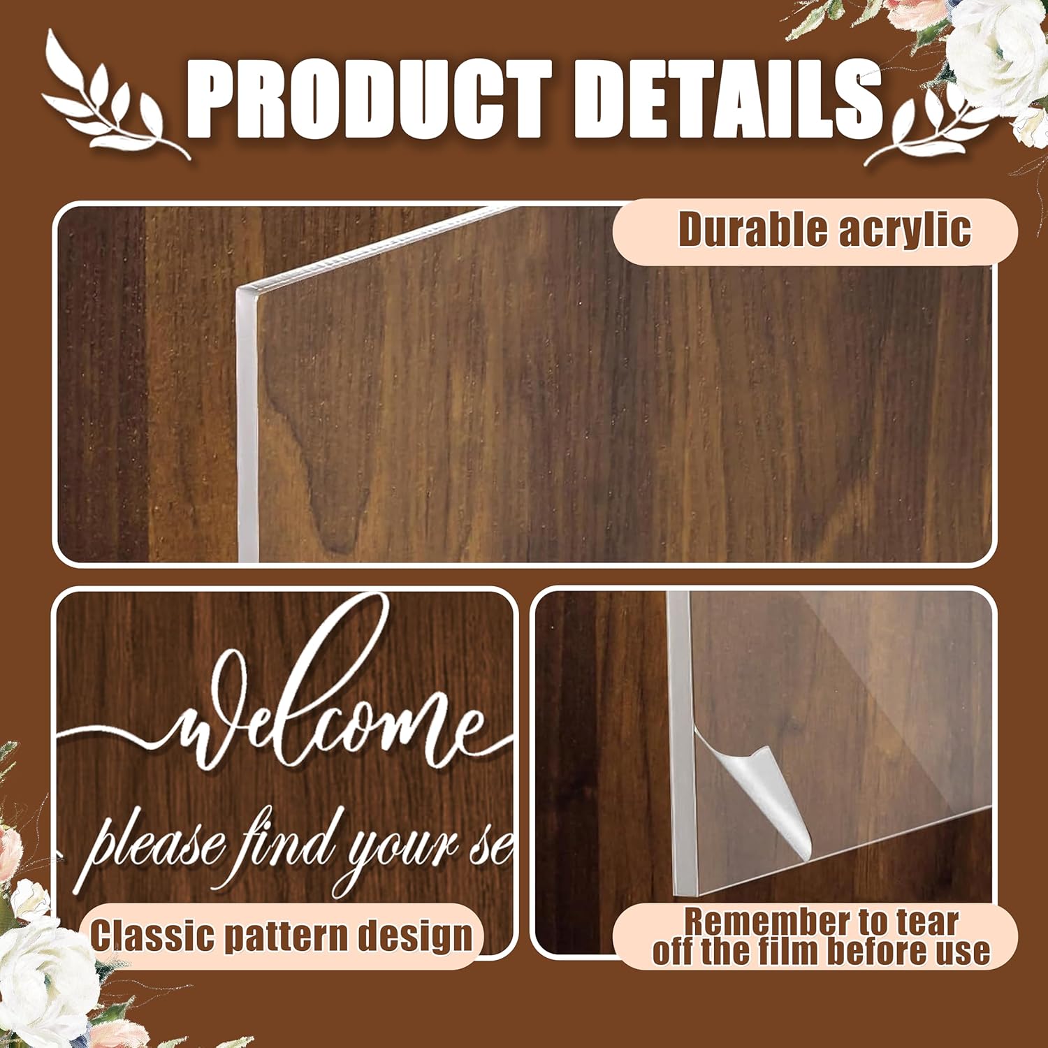 Wedding Seating Chart Board Display, 24x18 Inch Welcome Please Find Your Seat Acrylic Table Seating Chart Board, Includes 15 Seating Cards & 15 Rose Gold Wax Seal Stickers, Elegant Welcome Sign