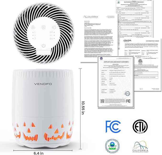 Air Purifiers for Home Bedroom up to 1076ft², True HEPA Air Filters Dust Pets Smoke Hair, 3 Fan Speeds Quiet, Timer Settings, Rechargeable Air Cleaner Office, Bedroom, Pets, Car-PawvioPets