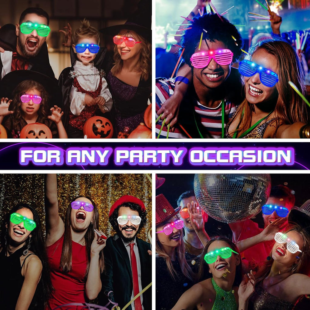 150 Pack 6 Neon Color Halloween Party Favors, Glow in The Dark Glasses for Kid Adult, LED Light Up Glasses Bulk Toy, Rave Accessories, Goodie Bag Stuffers, Wedding Gift, Birthday Party Supplies /Decor