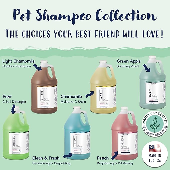 Bobbi Panter Dog Shampoo - Made in USA - All Natural Formula for Itch Relief & Soothing Skins, Concentrated 16:1 for Professional Groomers - Green Apple Scent, 1 Gallon-PawvioPets