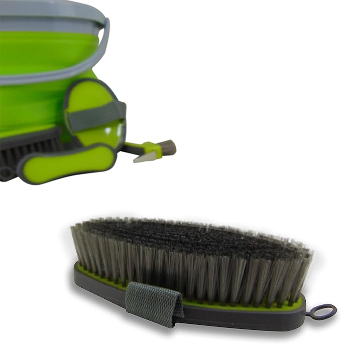Collapsible Grooming Kit 10 Liter Bucket and 5 Grooming Tools - By Southwestern Equine (Lime Green)-PawvioPets