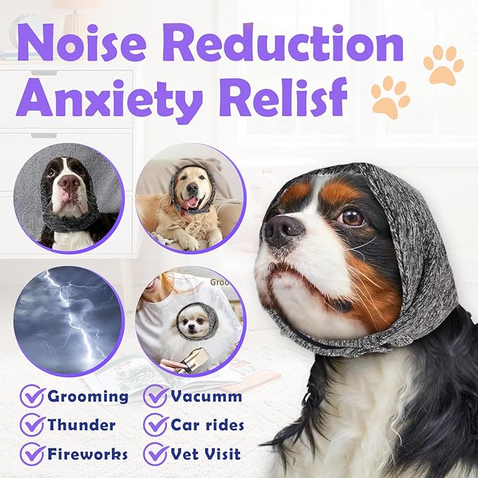 Dog Noise Cancelling Ear Muffs No Flap Ear Wraps for Dogs-PawvioPets